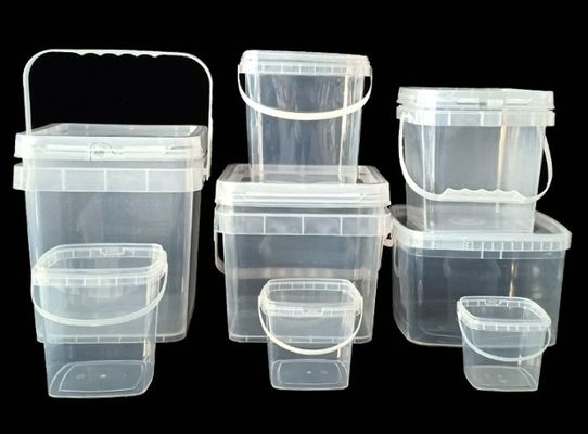 2 libras Cuadrado de almacenamiento de alimentos baldes de plástico con tapas IML Decoración