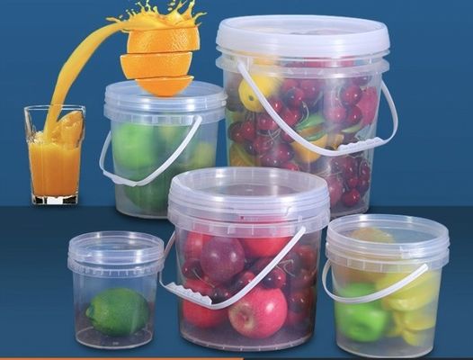 Superficie lisa 5 galones de plástico transparente cubo IML Decoración